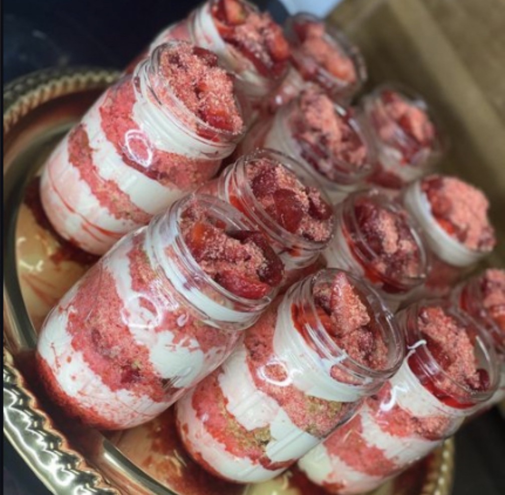 Strawberry Crunch Cake Jars
